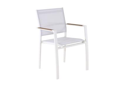 Fauteuil GAMES, chassis aluminium epoxy Crème , toile Chêne empilable. 