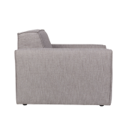 BOR, fauteuil confort et design en tissu couleur gris clair châssis en pin