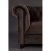 Canapé capitonné CHESTER vintage aspect velours coloris marron foncé - Dutchbone