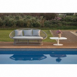 Table basse SPADE blanc, plateau verre fumé blanc 80 x 80 x H39 cm - GARDEN ART