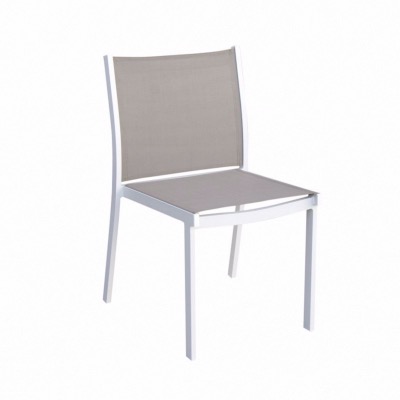 Chaise PANAMA blanc/kaki, empilable - GARDEN ART