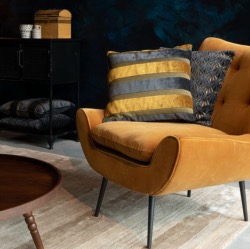 Coussin SCOTT jaune/gris 45x45cm tissu 52% viscose 48% polyester Zuiver