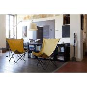 Fauteuil MAXI POP UP plaint, tube acier coloris noir Ø16mm toile airlon coloris curry, pliage parapl