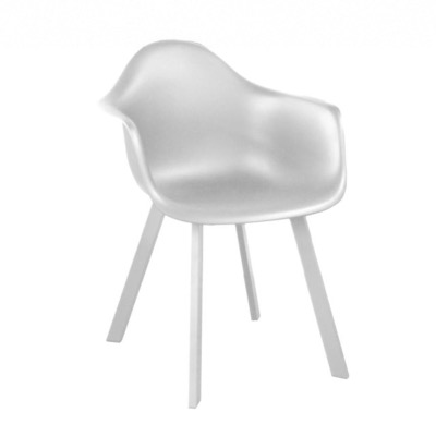 FAUTEUIL COQUE JATO, chassis aluminium coloris blanc et coque BLANCHE, dimensions : 47X83X53 cm