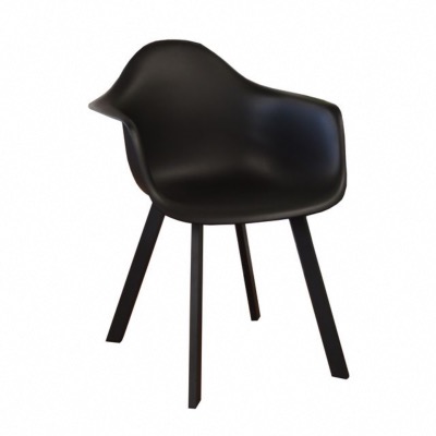 FAUTEUIL COQUE JATO, chassis aluminium coloris noir et coque NOIR, dimensions : 47X83X53 cm