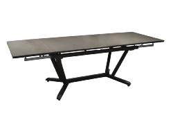 TABLE VITA 150/200/250X90cm haut 74cm chassis alu coloris GRIS, plateau en verre 5mm, 2 allonges 