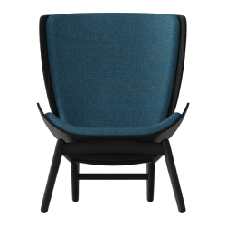 Fauteuil desing READER en bois chêne noir, dessus tissu polyester bleu petrole L78XH105XP91cm, Umage