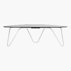 Table Basse Cocoon plateau en stratifié compact HPL ciment  pied acier galvanisé coloris kaolin