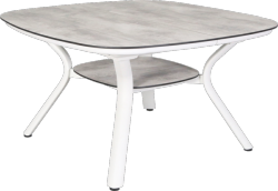 Table Carrée extensible SAGAMORE 135/195X135/ H75cm châssis alu blanc plateau plein HPL Les Jardins