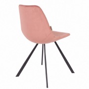 Chaise Franky en velours Rose - Dutchbone