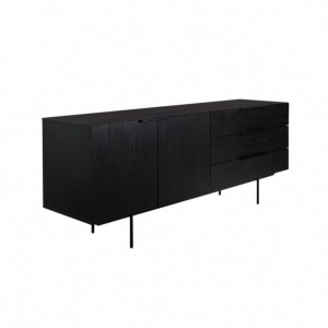 Buffet TRAVIS placage en chêne noir 180 x 45 x 70 cm - ZUIVER