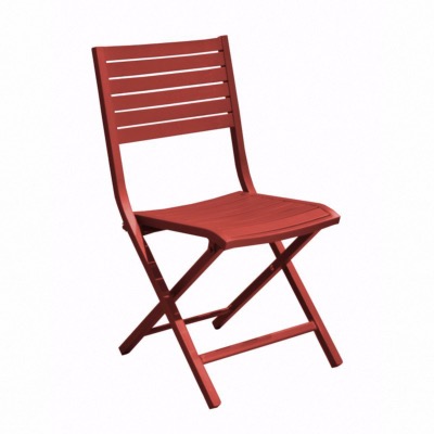 Chaise pliante LUCCA châssis alu époxy ROUGE pliante à lattes dimensions 87x46x53 cm