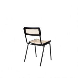 CHAISE JORT noir, Assise et dossier en rotin naturel Zuiver