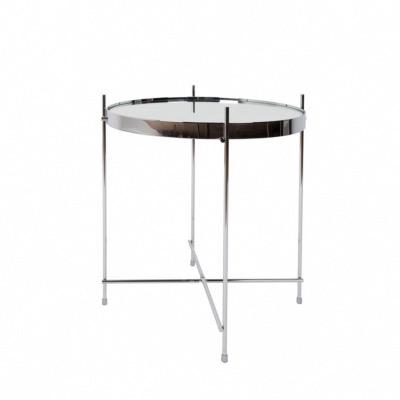 Table d'appoint CUPID coloris argenté Ø43x45cm plateau de table amovible en verre ZUIVER
