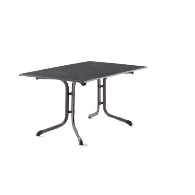 Table pliante 140x90cm pied acier gris FONCE et plateau VIVODUR couleur marbré ardoise anthracite