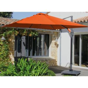 Parasol déporté alu 3x3 NH ROYAL, toile polyester 210gr PAPRIKA 