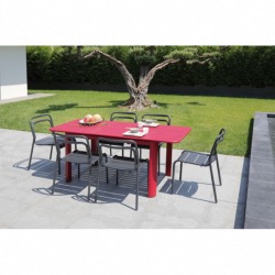 Table EOS 130/180X80 74cm hauteur en aluminium rouge allonge papillon