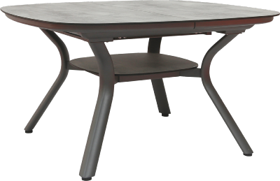 Table Carrée extensible SAGAMORE 135/195X135/ H75cm châssis alu gris espace plateau HPL Les Jardins