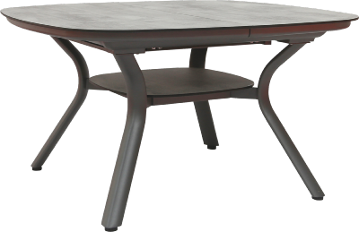 Table Carrée extensible SAGAMORE 135/195X135/ H75cm châssis alu gris espace plateau HPL Les Jardins