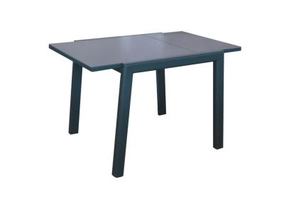Table ELISE Graphite/Gris, 80/140x80 cm - Châssis aluminium époxy,verre texturé trempé 5mm. 