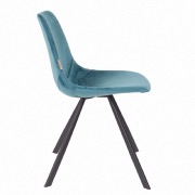 Chaise Franky en velours Bleu pétrole - Dutchbone