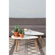 Set de 2 tables gigognes DROP piètement en chêne massif & plateau en MDF coloris blanc brillant