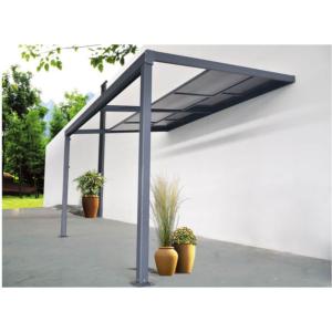 Tonnelle Adossée Toscana 4x3/258/220 cm châssis alu GREY toit polycarbonate  6mm UV protect 