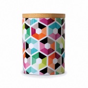 Petite boîte en porcelaine avec couvercle en bambou "Hexagon" - 275 ml