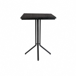 Table de bar haute MAZE coloris noir, plateau en teck de récup laqué ép 30mm White Label
