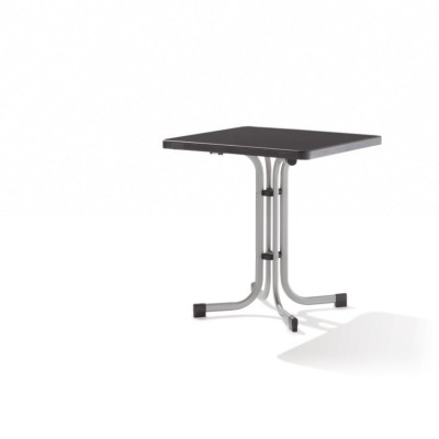 Table pliante 70x70 cm pied en ACIER gris argent et plateau Mécalit pro couleur ardoise anthracite