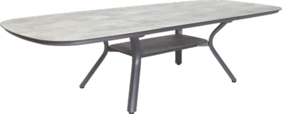 Table extensible SAGAMORE 200/300X120/ HAUT 75cm châssis alu gris  plateau plein HPL Les Jardins