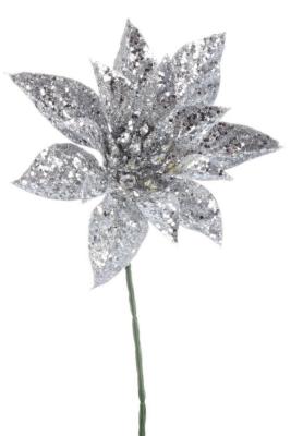 Poinsettia GAIA Argent H22cm Andrea Bizzotto