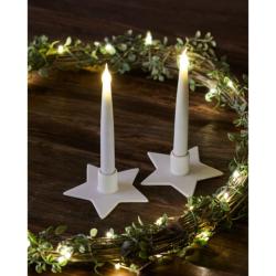 Bougie avec étoile Olina, blanche, H:15cm, 2 pièces Sirius