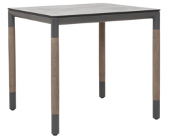 Table BISTROT BASTINGAGE 80X80cm haut 75cm aluminium GRIS duratek Plateau HPL beton ciré Les Jardins