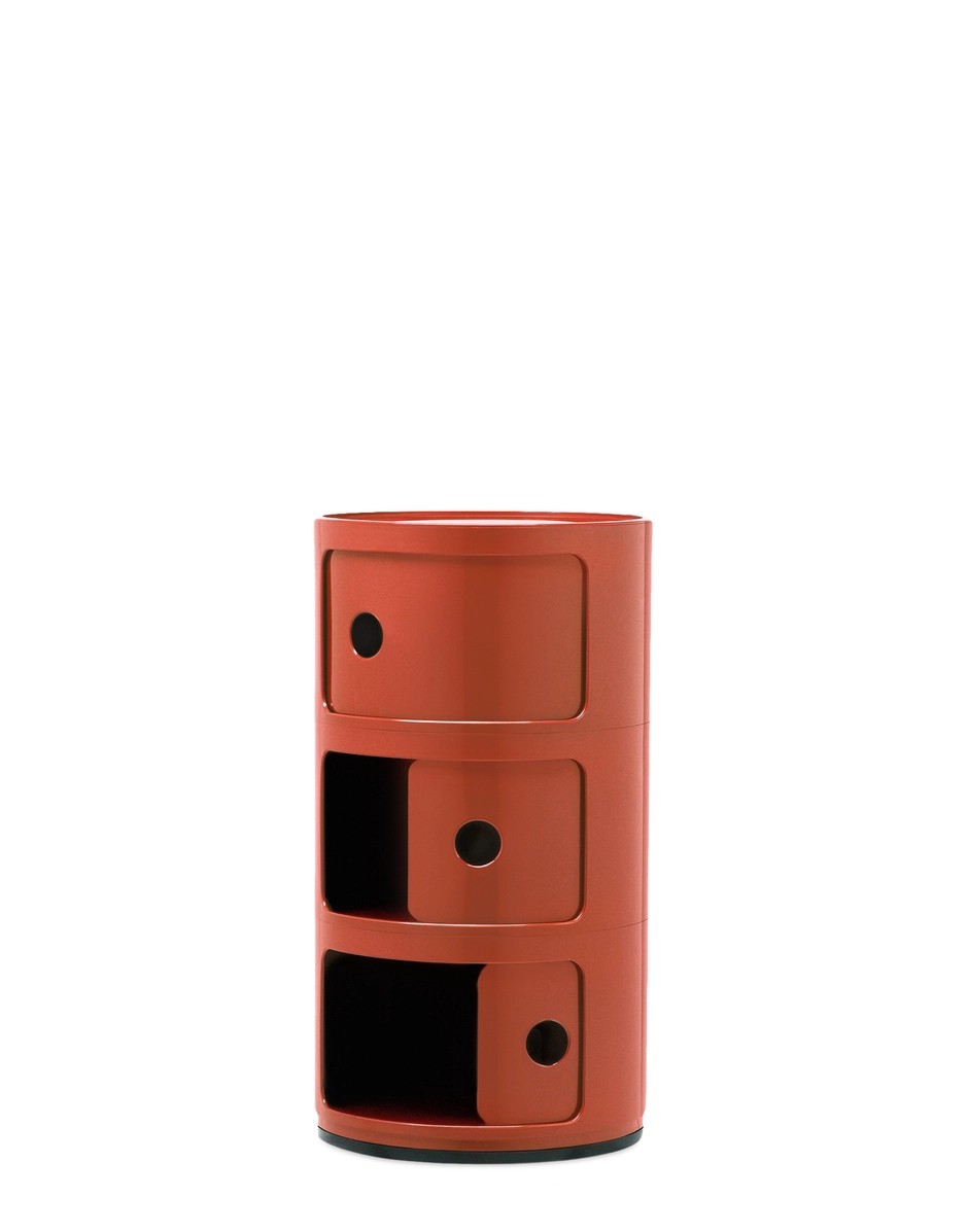 Meuble COMPONIBILI 1969 coloris rouge orangé , 3 tiroirs L32XH58,5cm Kartell
