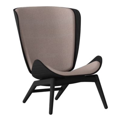 Fauteuil desing READER en bois chêne noir, dessus tissu polyester dusty rose L78XH105XP91cm, Umage