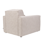 BOR, fauteuil confort et design en tissu couleur latte châssis en pin