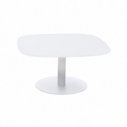 Table basse SPADE blanc, plateau verre fumé blanc 80 x 80 x H33 cm - GARDEN ART