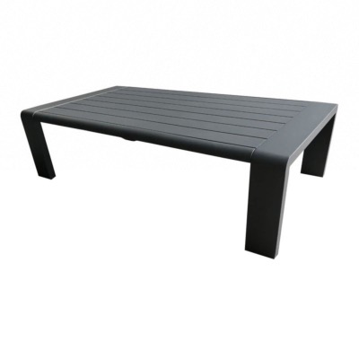 Table CORDOUAN fixe en aluminium epoxy à lattes couleur GRAPHITE 150x78x h41 cm Oceo