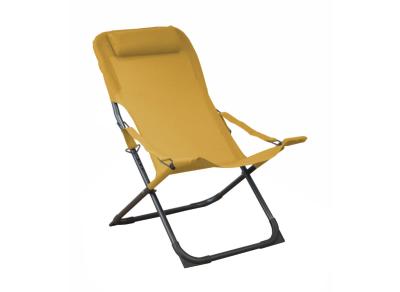 Relax EASY châssis acier toile polyester enduite perforee MOUTARDE pliant et réglable Alizé