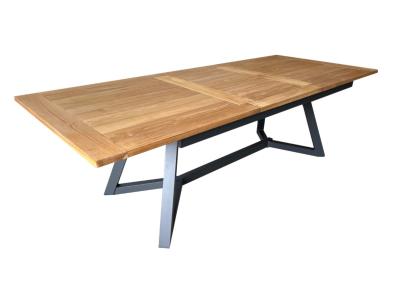 Table AGIRA 180/240x100x76cm, chassis aluminium epoxy GRAPHITE, plateau en TECK 3cm, Océo