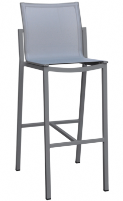 Tabouret AMAKA en aluminium gris espace et toile PVC gris clair Les Jardins