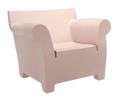 Fauteuil rose poudré BUBBLE CLUB en polyethylene teinté dans la masse Kartell