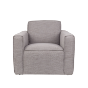 BOR, fauteuil confort et design en tissu couleur gris clair châssis en pin