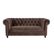 Canapé capitonné CHESTER vintage aspect velours coloris marron foncé - Dutchbone
