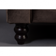 Canapé capitonné CHESTER vintage aspect velours coloris marron foncé - Dutchbone