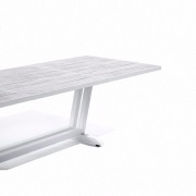 AMAKA - Table 200/300X105cm - pied blanc - plateau HPL aspect béton ciré - LES JARDINS