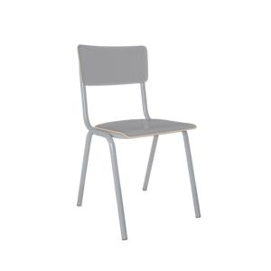 Chaise ECOLE coloris gris, châssis en acier, dossier et assise en contreplaque avec hpl