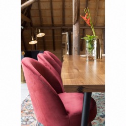 Chaise en velours rouge Barbara - Dutchbone