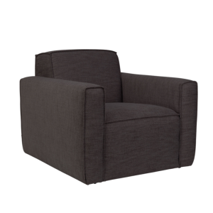 BOR, fauteuil confort et design en tissu couleur anthracite châssis en pin